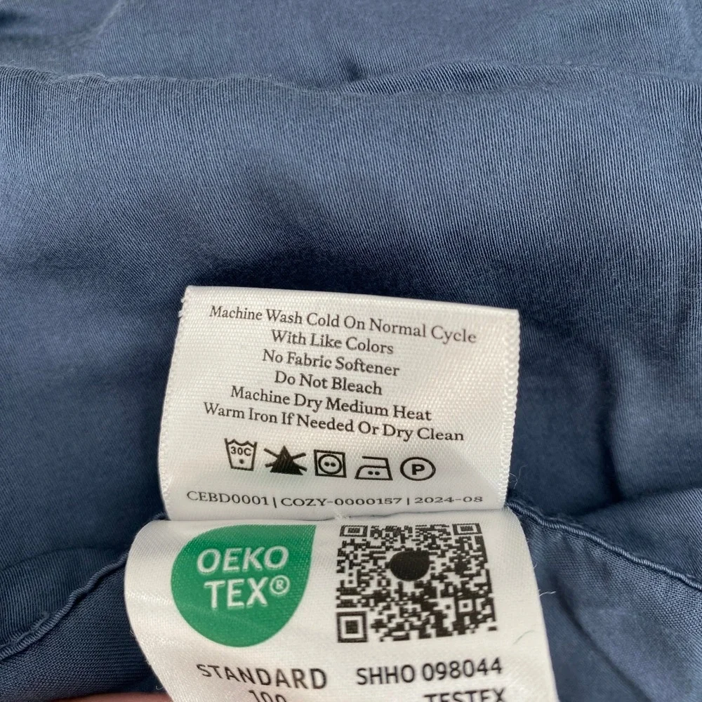 Cozy Earth Flat Sheet Queen Pacific Blue 100% Viscose Bamboo Cooling Bedding